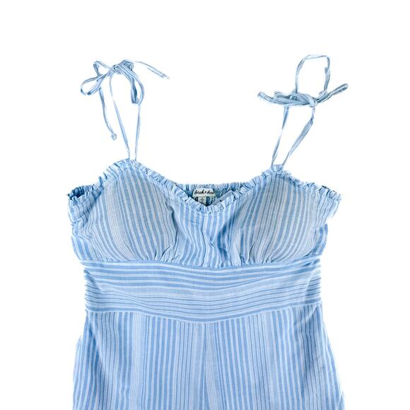 Derek Heart Blue & White Striped Romper with Pockets-XL - Picture 4 of 6